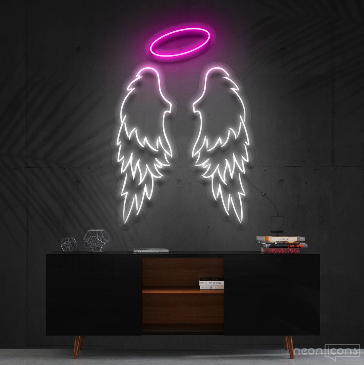 "Angel Wings" Multicolour Neon Sign 90cm (3ft) / Pink / Cut to Shape by Neon Icons