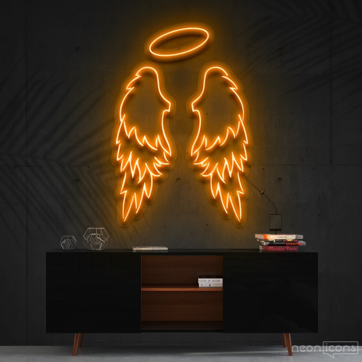 "Angel Wings" Neon Sign 90cm (3ft) / Orange / Cut to Shape by Neon Icons