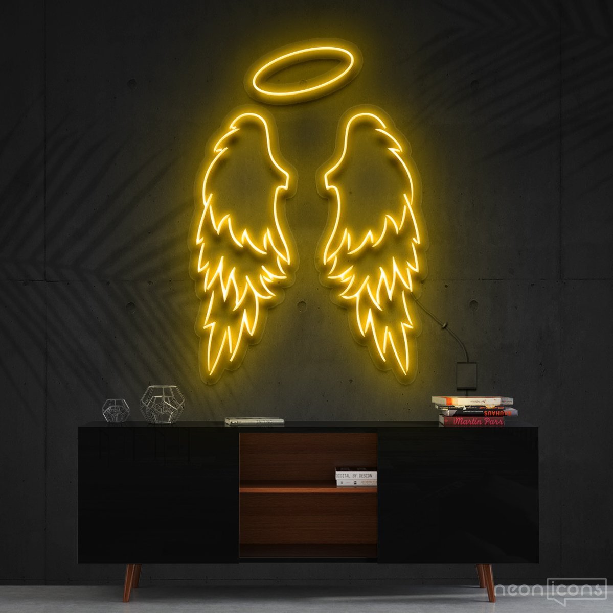 "Angel Wings" Neon Sign 90cm (3ft) / Yellow / Cut to Shape by Neon Icons