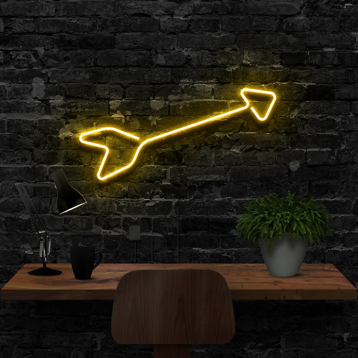 "Arrow" Neon Sign 40cm (1.3ft) / Yellow / LED Neon by Neon Icons