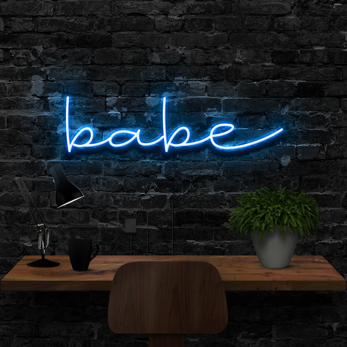 "Babe" Neon Sign 40cm (1.3ft) / Ice Blue / LED Neon by Neon Icons