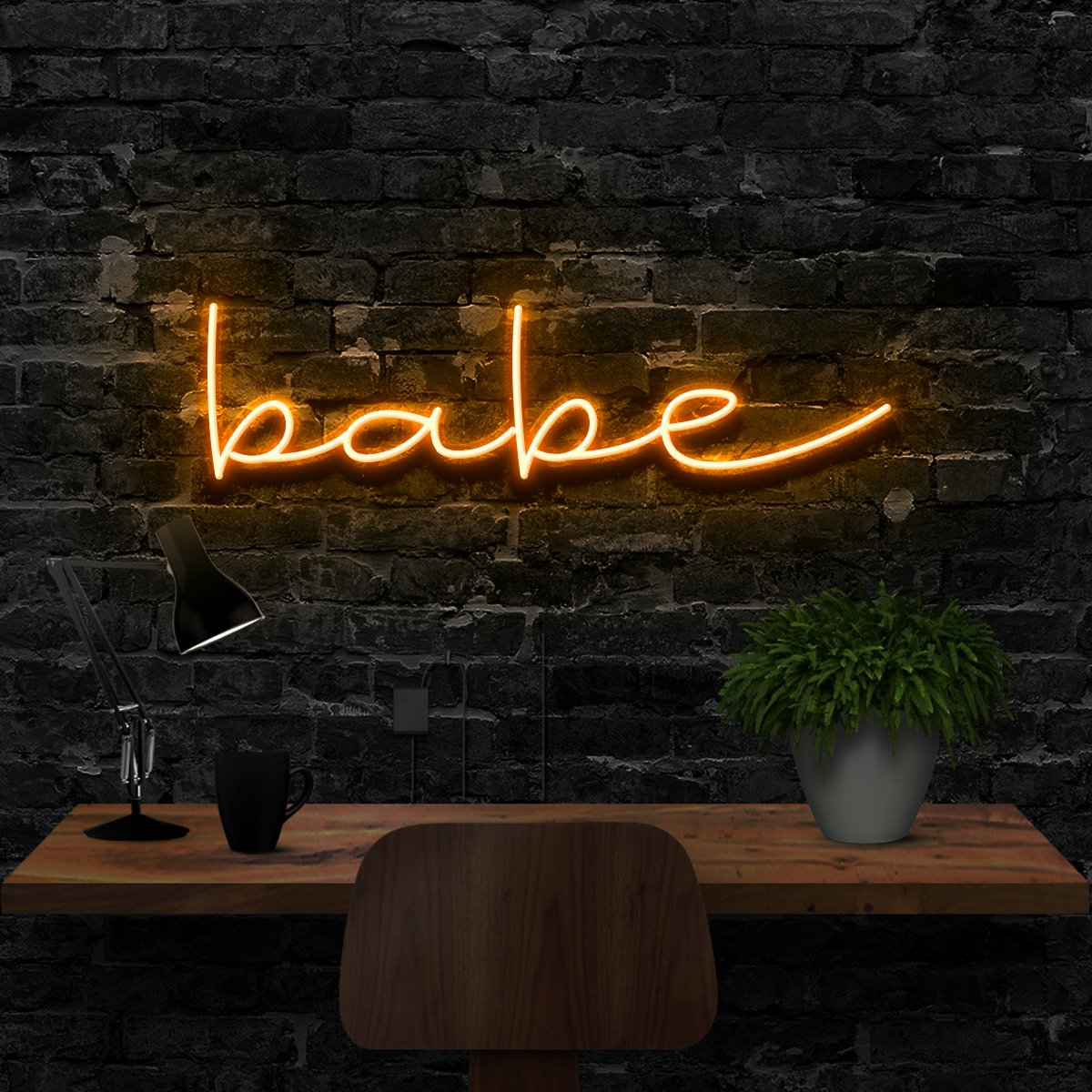 "Babe" Neon Sign 40cm (1.3ft) / Orange / LED Neon by Neon Icons