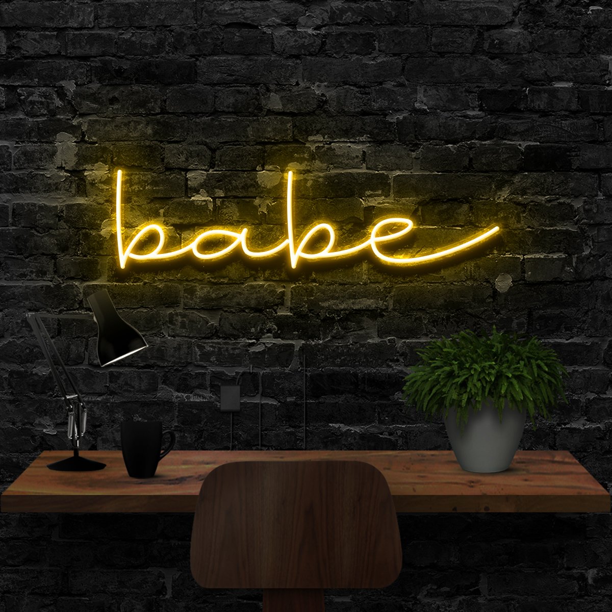 "Babe" Neon Sign 40cm (1.3ft) / Yellow / LED Neon by Neon Icons