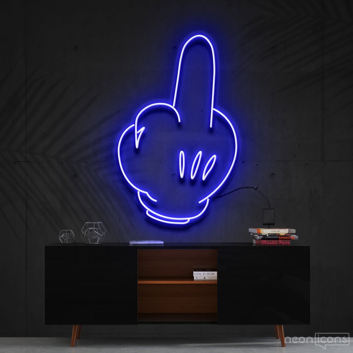 "Bad Attitude" Mickey Neon Sign 60cm (2ft) / Blue / Cut to Shape by Neon Icons