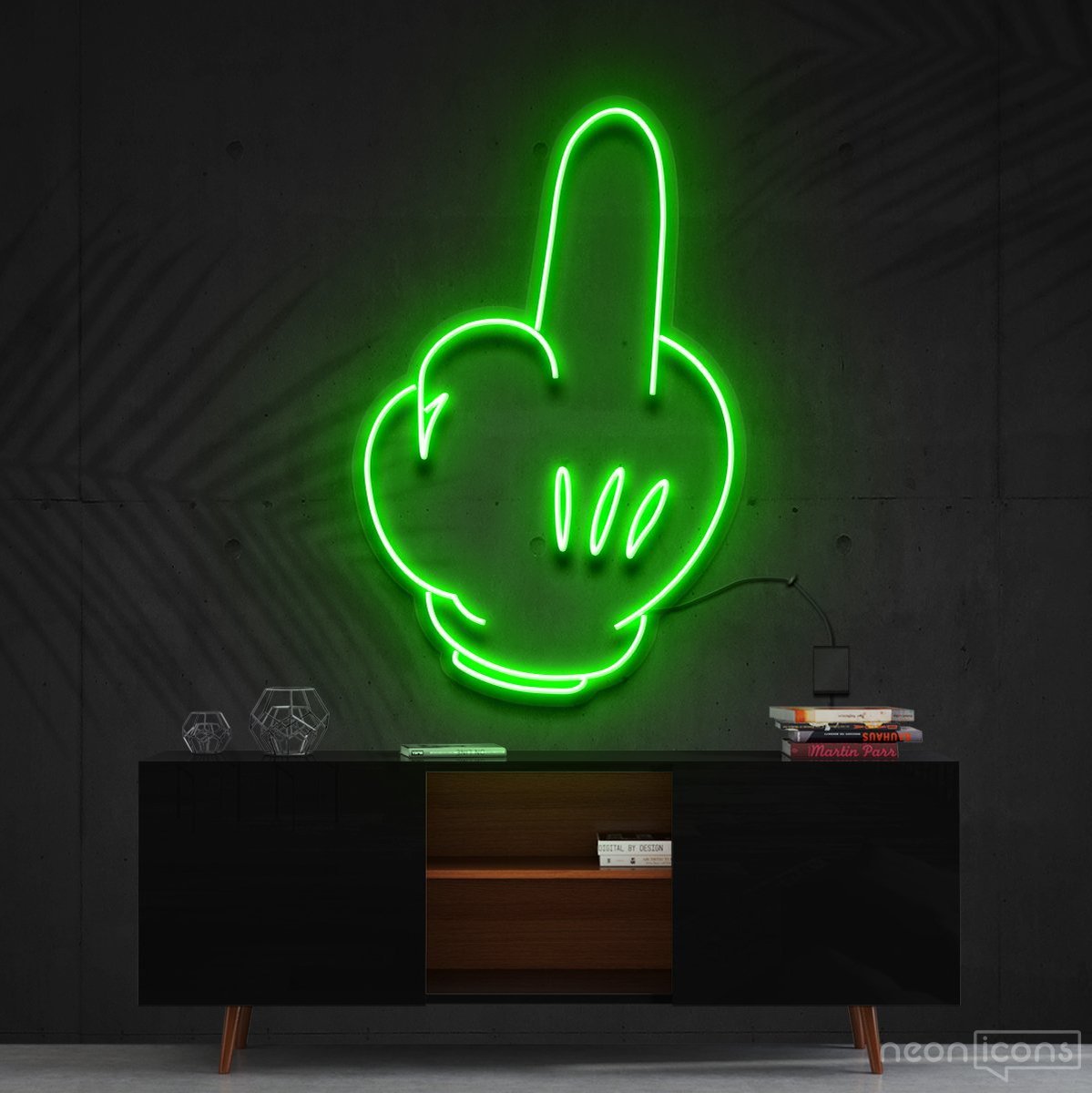 "Bad Attitude" Mickey Neon Sign 60cm (2ft) / Green / Cut to Shape by Neon Icons