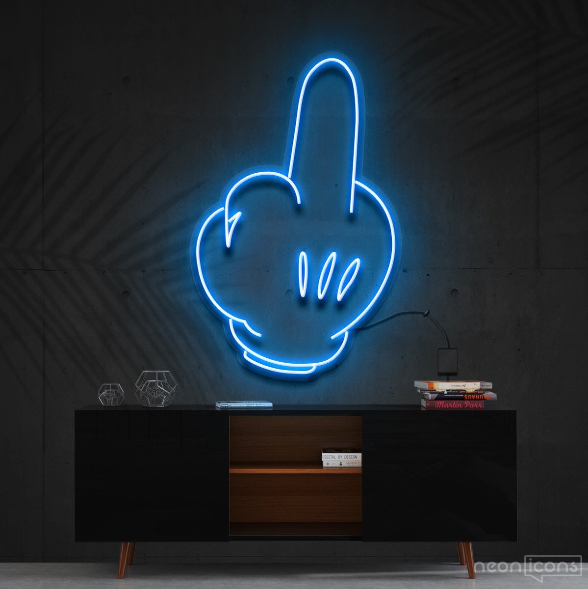 "Bad Attitude" Mickey Neon Sign 60cm (2ft) / Ice Blue / Cut to Shape by Neon Icons