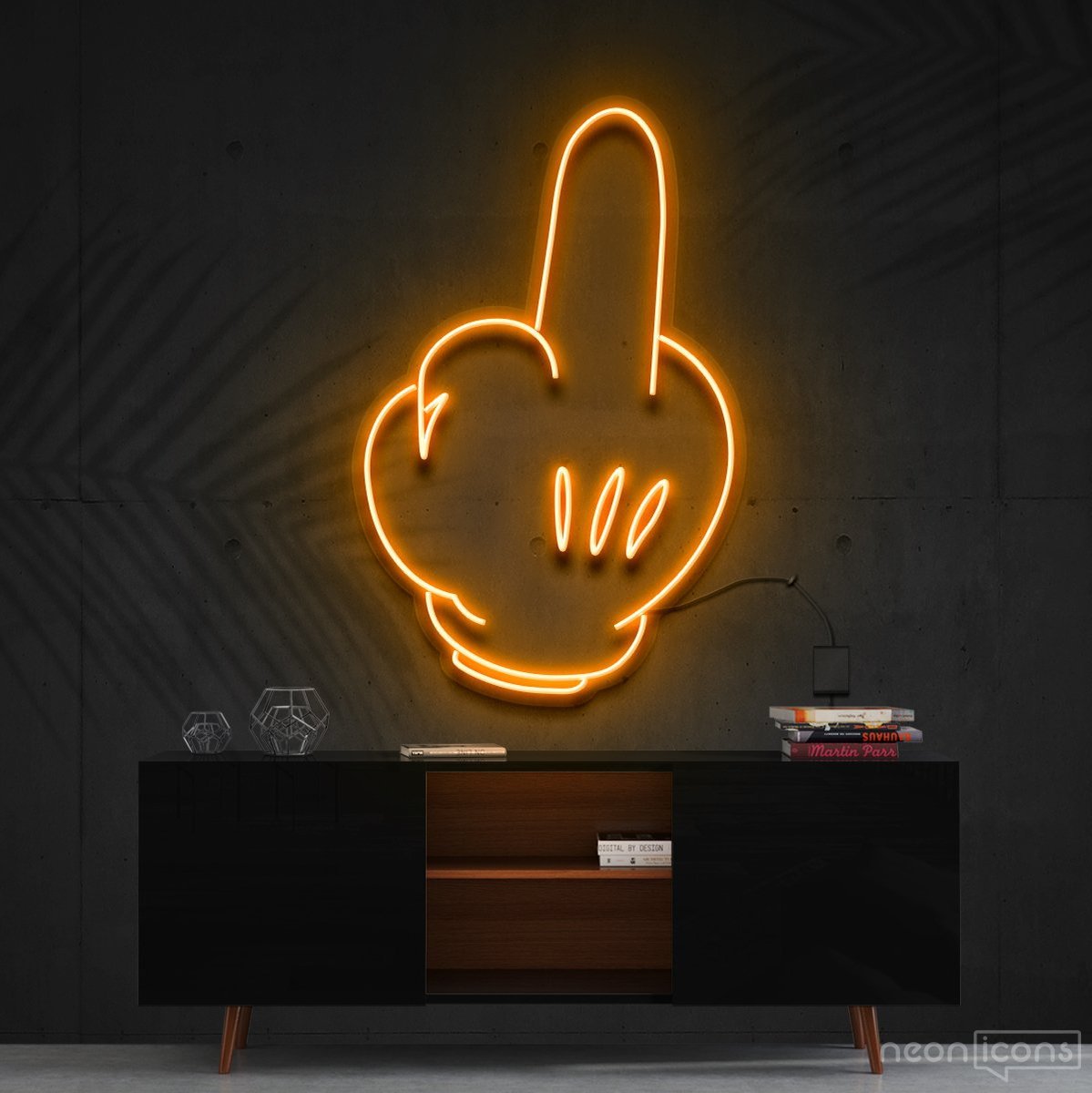 "Bad Attitude" Mickey Neon Sign 60cm (2ft) / Orange / Cut to Shape by Neon Icons