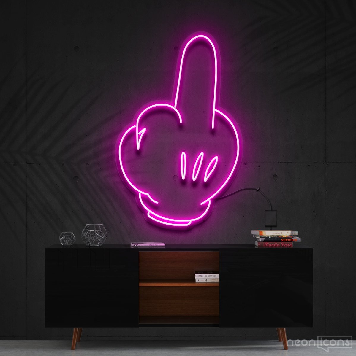 "Bad Attitude" Mickey Neon Sign 60cm (2ft) / Pink / Cut to Shape by Neon Icons