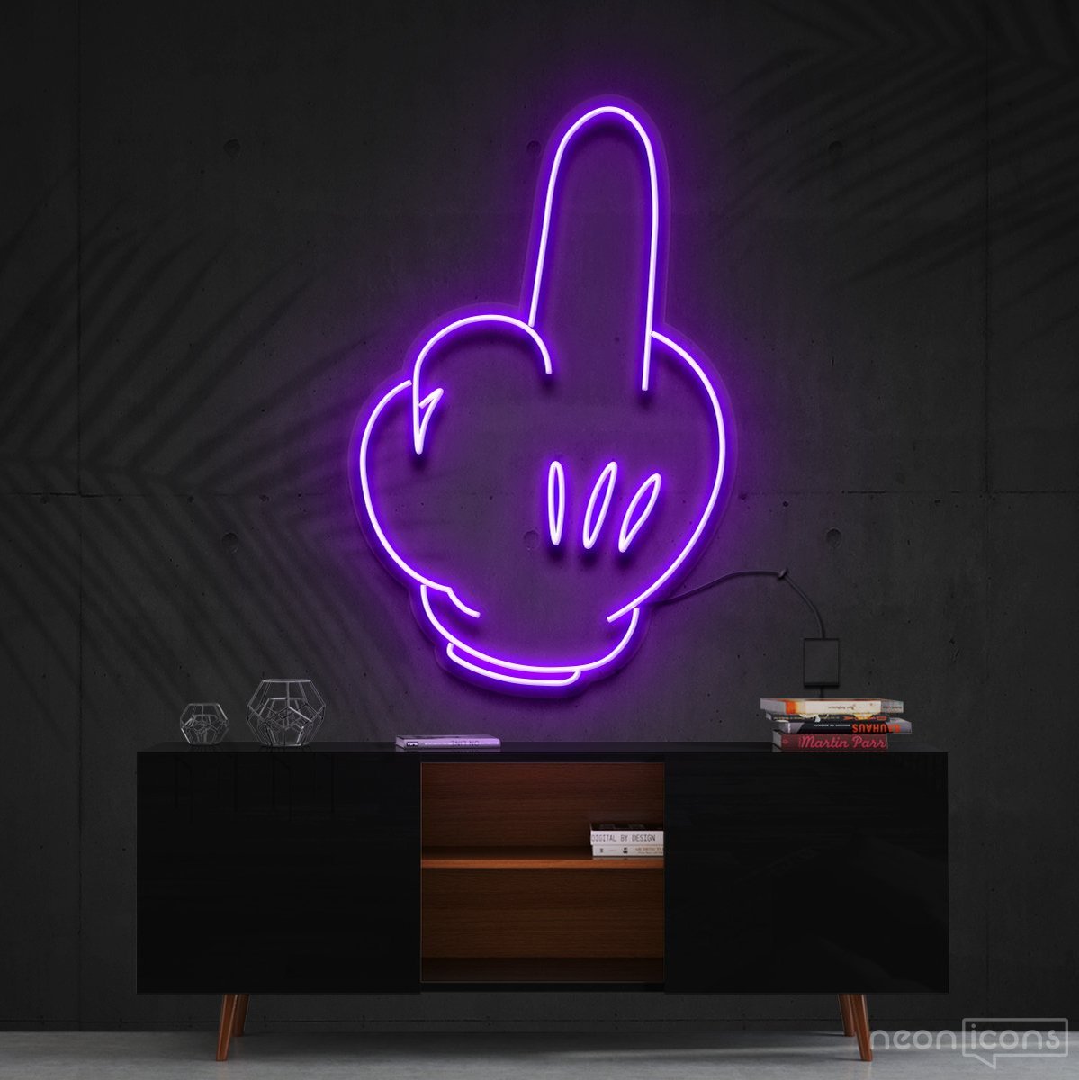 "Bad Attitude" Mickey Neon Sign 60cm (2ft) / Purple / Cut to Shape by Neon Icons