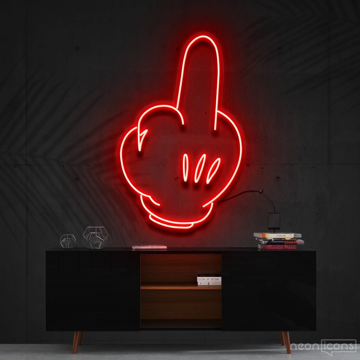 "Bad Attitude" Mickey Neon Sign 60cm (2ft) / Red / Cut to Shape by Neon Icons