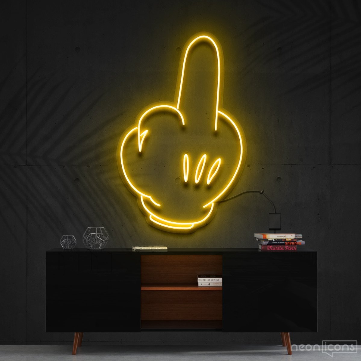 "Bad Attitude" Mickey Neon Sign 60cm (2ft) / Yellow / Cut to Shape by Neon Icons