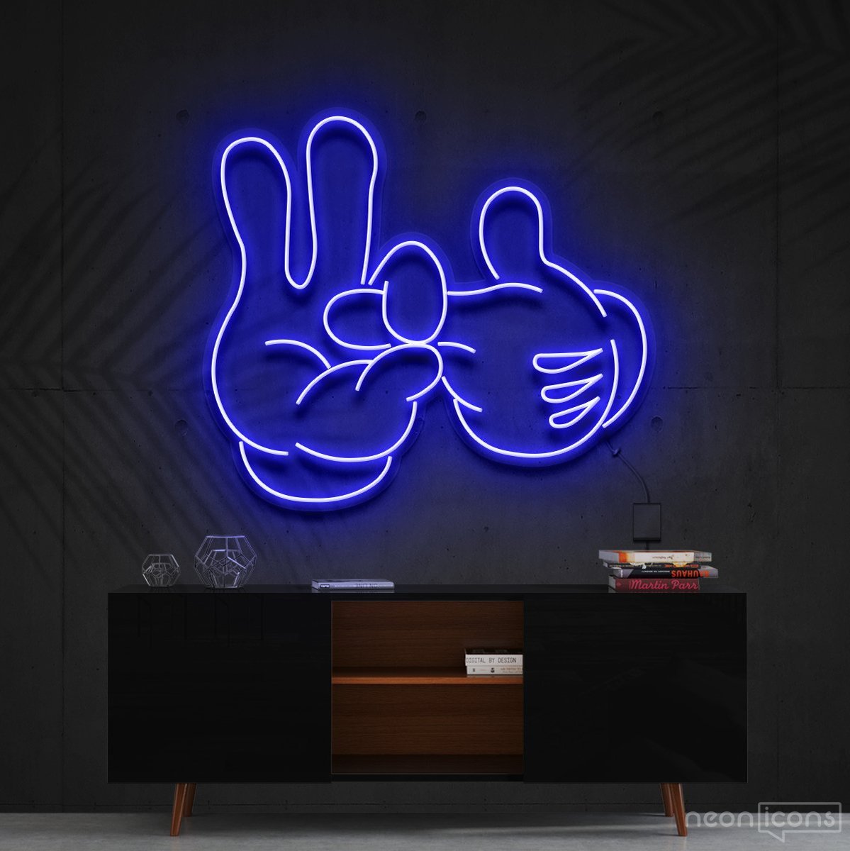 "Bad Intentions" Mickey Neon Sign 60cm (2ft) / Blue / Cut to Shape by Neon Icons