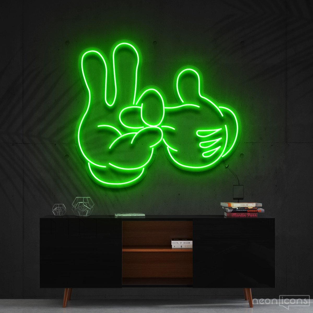 "Bad Intentions" Mickey Neon Sign 60cm (2ft) / Green / Cut to Shape by Neon Icons