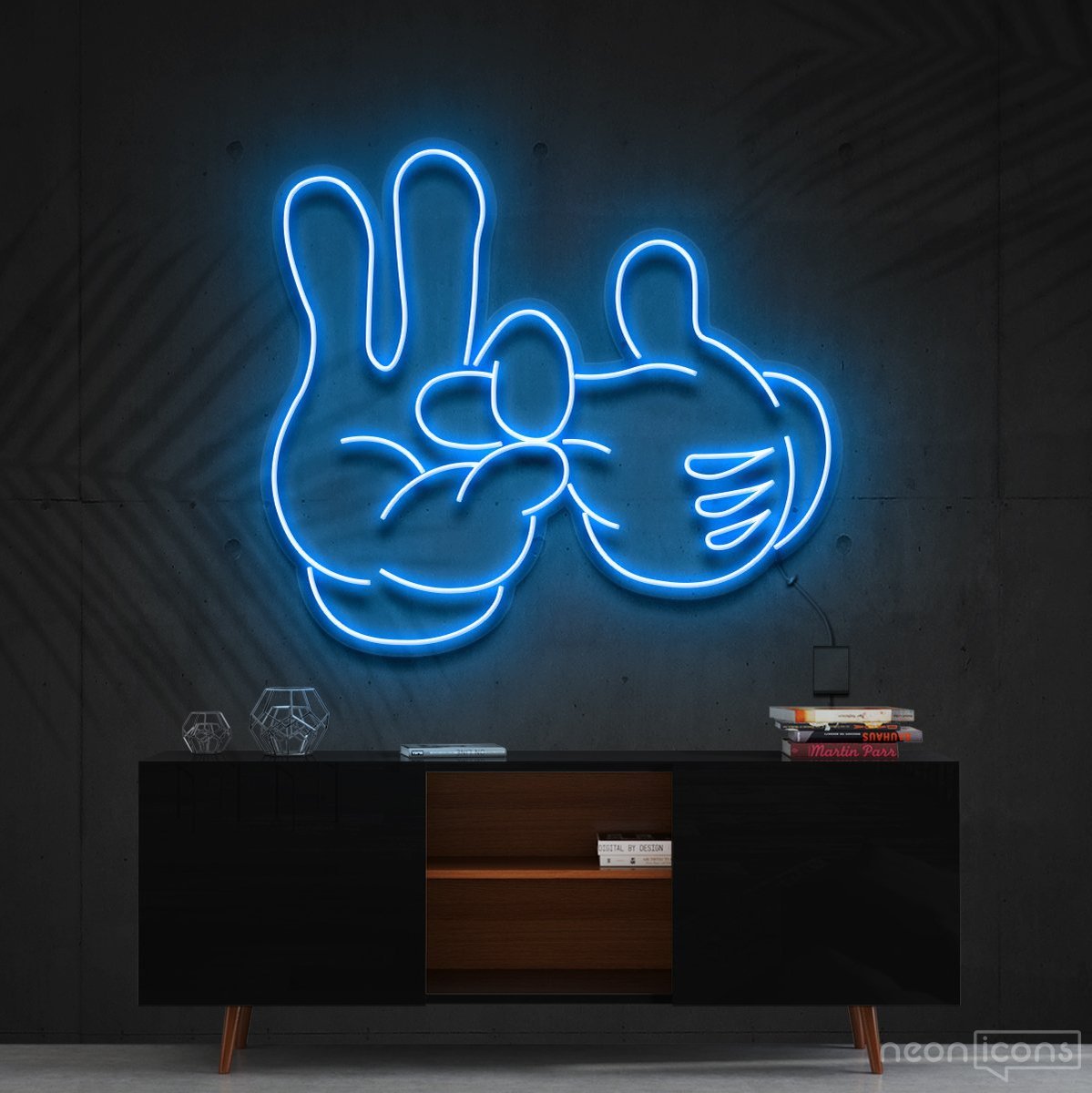 "Bad Intentions" Mickey Neon Sign 60cm (2ft) / Ice Blue / Cut to Shape by Neon Icons