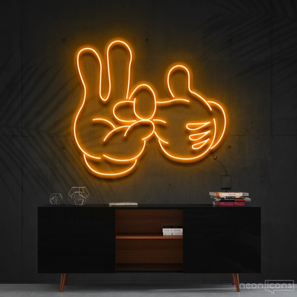 "Bad Intentions" Mickey Neon Sign 60cm (2ft) / Orange / Cut to Shape by Neon Icons