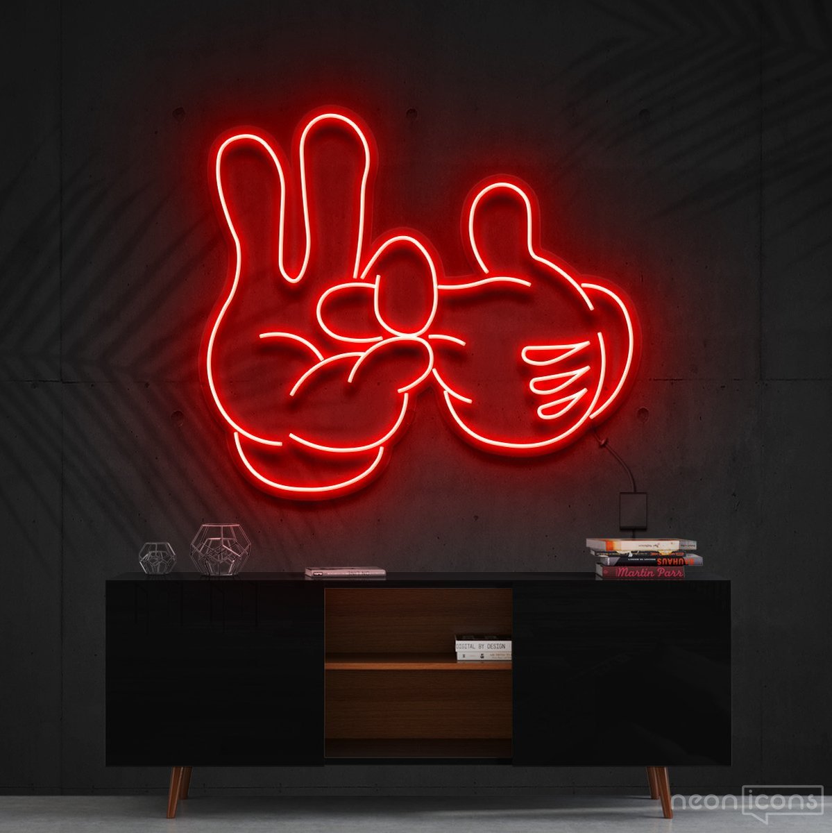"Bad Intentions" Mickey Neon Sign 60cm (2ft) / Red / Cut to Shape by Neon Icons