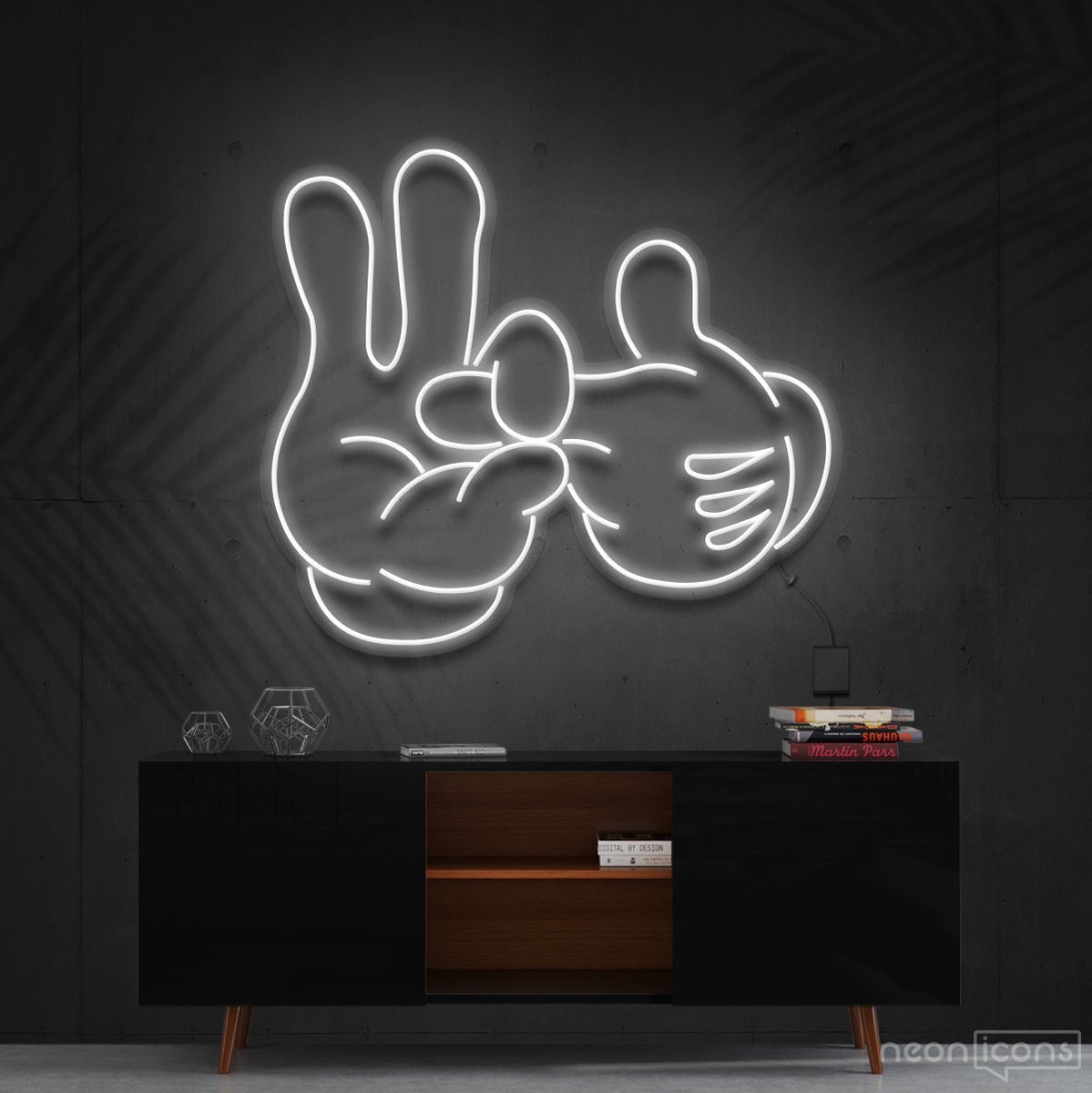 "Bad Intentions" Mickey Neon Sign 60cm (2ft) / White / Cut to Shape by Neon Icons