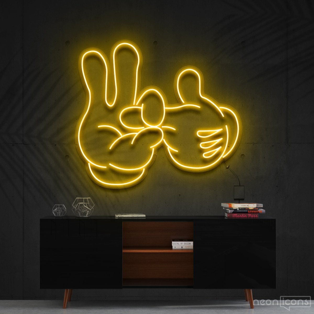 "Bad Intentions" Mickey Neon Sign 60cm (2ft) / Yellow / Cut to Shape by Neon Icons