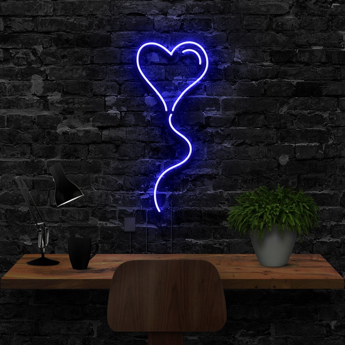 "Balloon Heart" Neon Sign 40cm (1.3ft) / Blue / LED Neon by Neon Icons