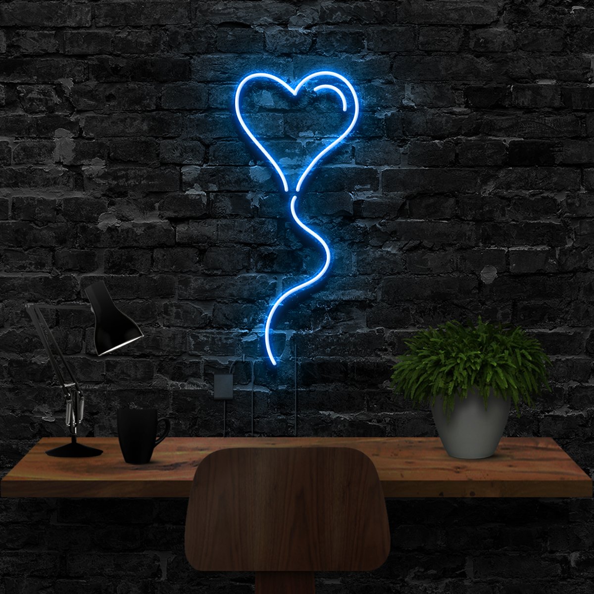 "Balloon Heart" Neon Sign 40cm (1.3ft) / Ice Blue / LED Neon by Neon Icons