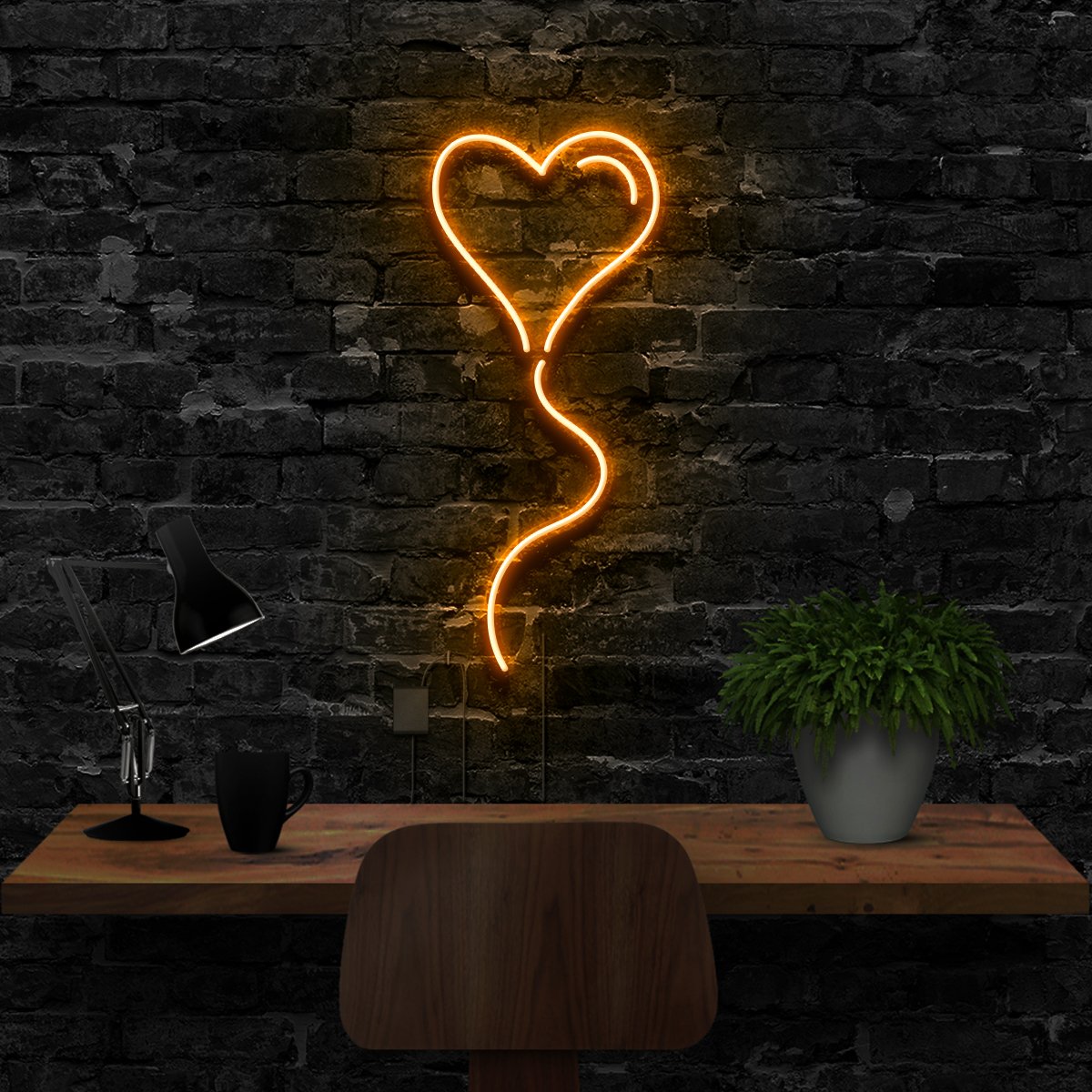 "Balloon Heart" Neon Sign 40cm (1.3ft) / Orange / LED Neon by Neon Icons