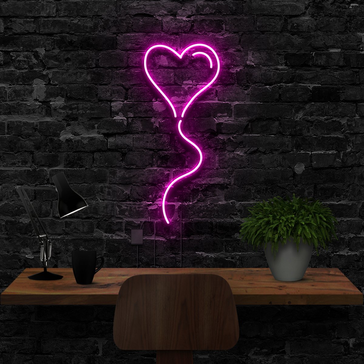 "Balloon Heart" Neon Sign 40cm (1.3ft) / Pink / LED Neon by Neon Icons