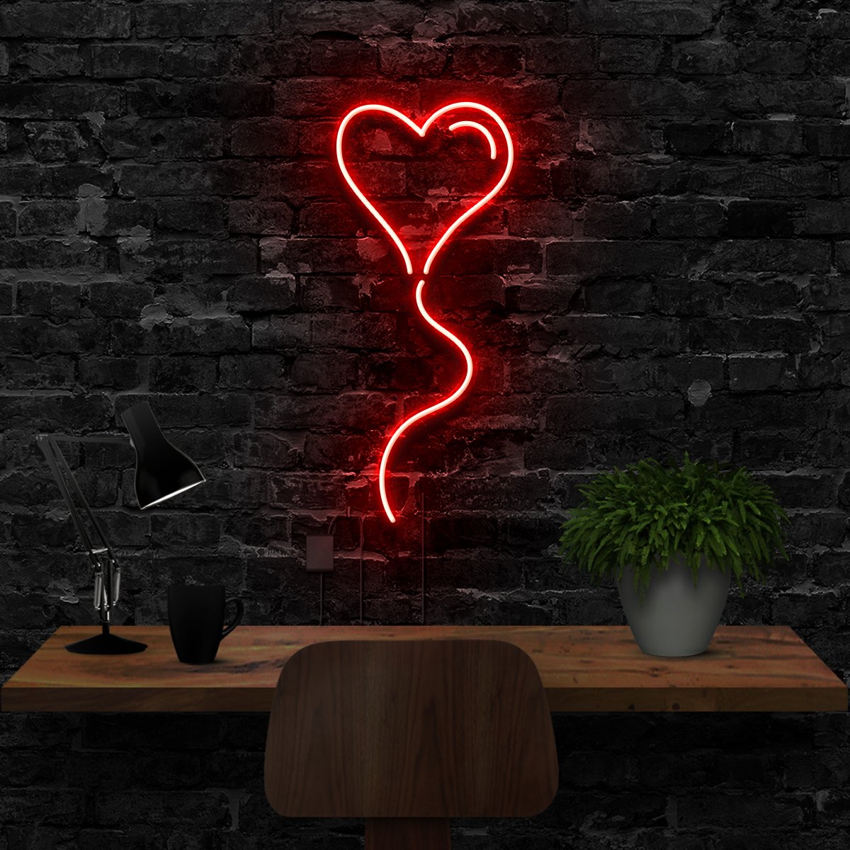 "Balloon Heart" Neon Sign 40cm (1.3ft) / Red / LED Neon by Neon Icons