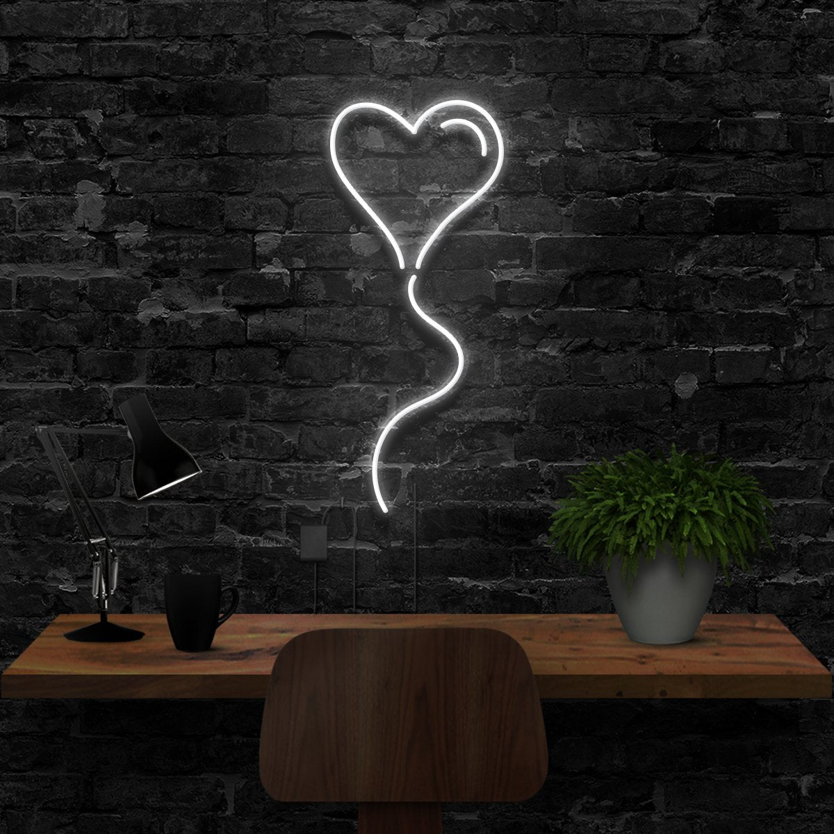 "Balloon Heart" Neon Sign 40cm (1.3ft) / White / LED Neon by Neon Icons