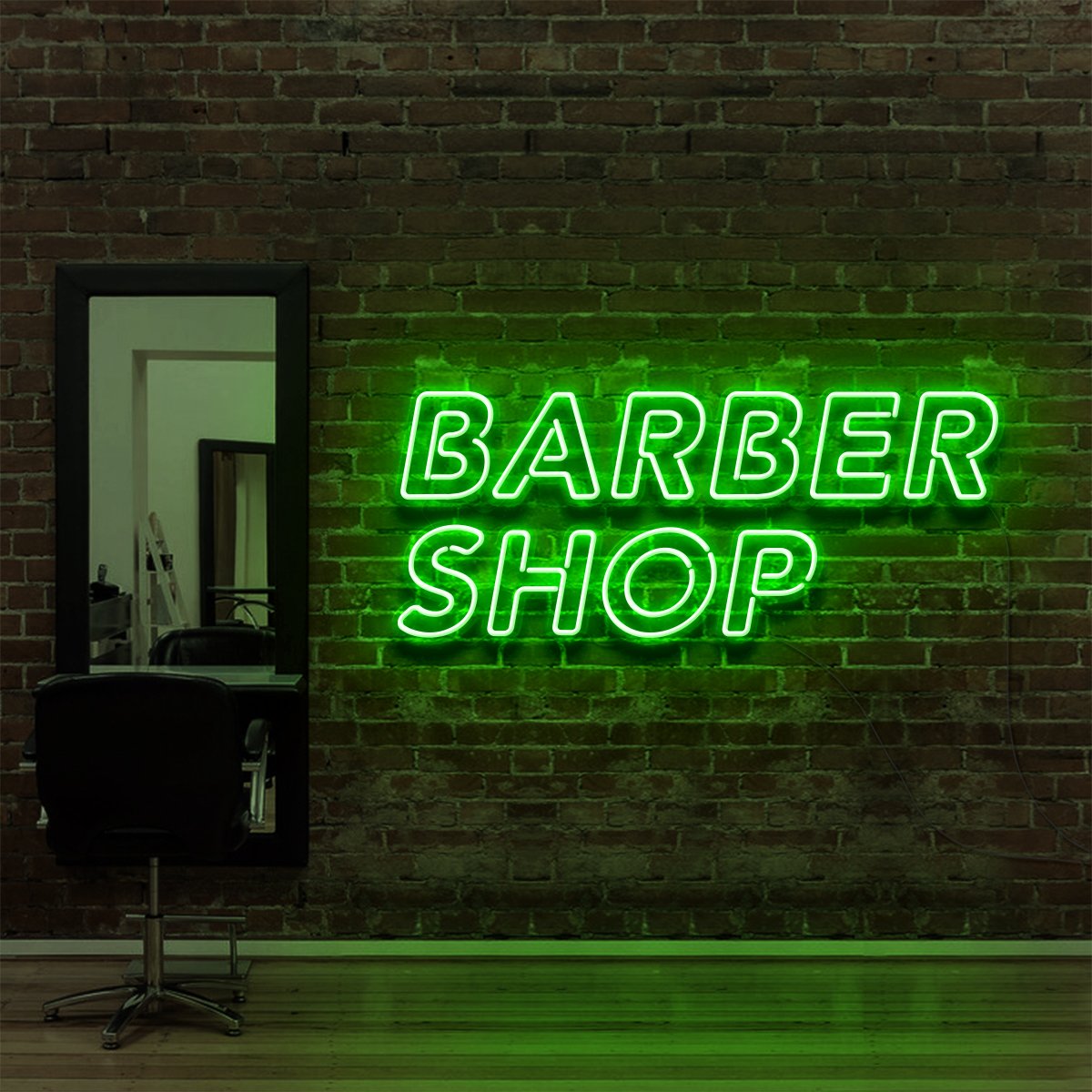 "Barbershop" Neon Sign for Hair Salons & Barbershops 60cm (2ft) / Green / LED Neon by Neon Icons