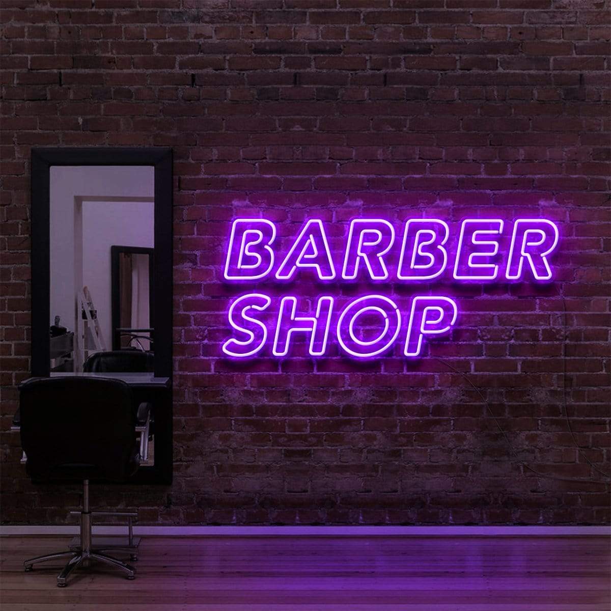 "Barbershop" Neon Sign for Hair Salons & Barbershops 60cm (2ft) / Purple / LED Neon by Neon Icons