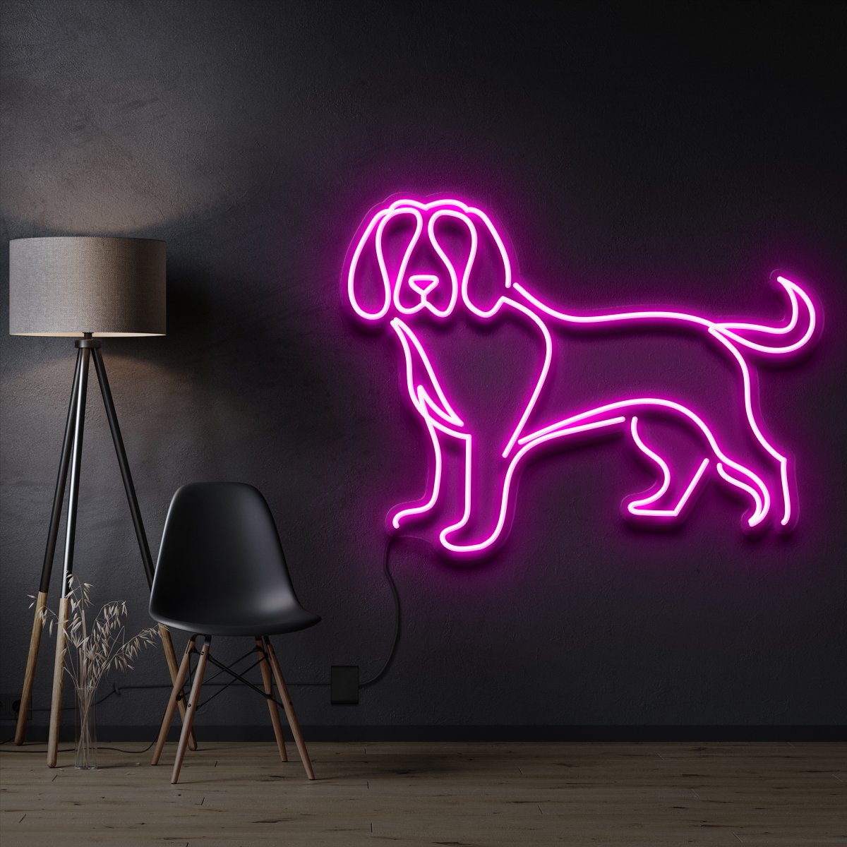 "Beagle" Pet Neon Sign 60cm / Pink / Cut to Shape by Neon Icons