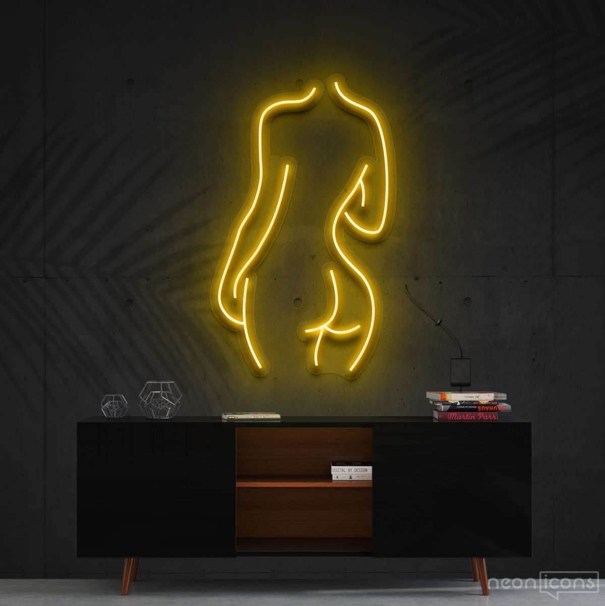 "Body Outline" Neon Sign 60cm (2ft) / Yellow / Cut to Shape by Neon Icons