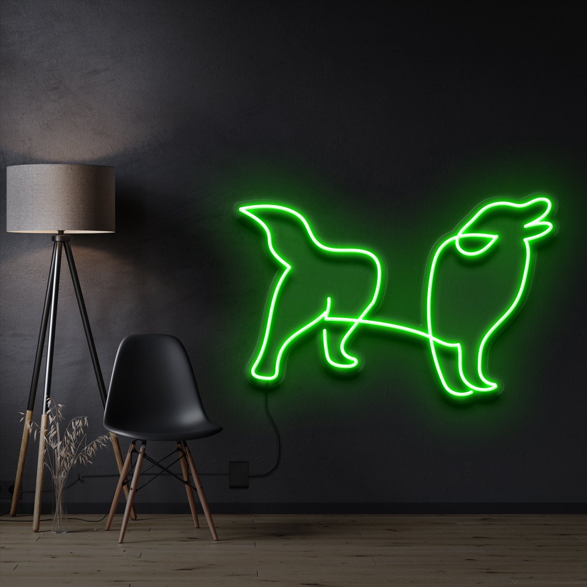 "Border Collie" Pet Neon Sign 60cm / Green / Cut to Shape by Neon Icons
