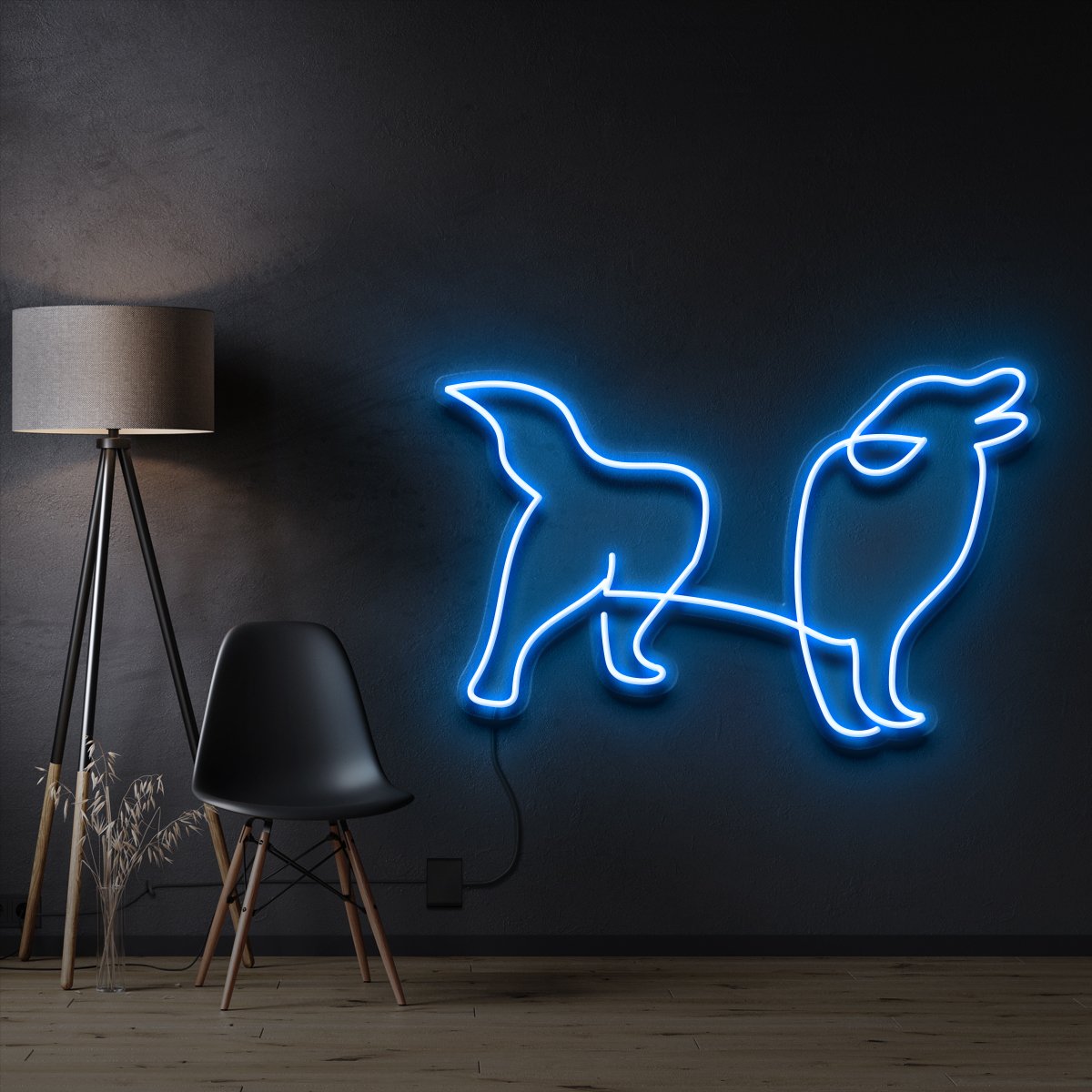 "Border Collie" Pet Neon Sign 60cm / Ice Blue / Cut to Shape by Neon Icons