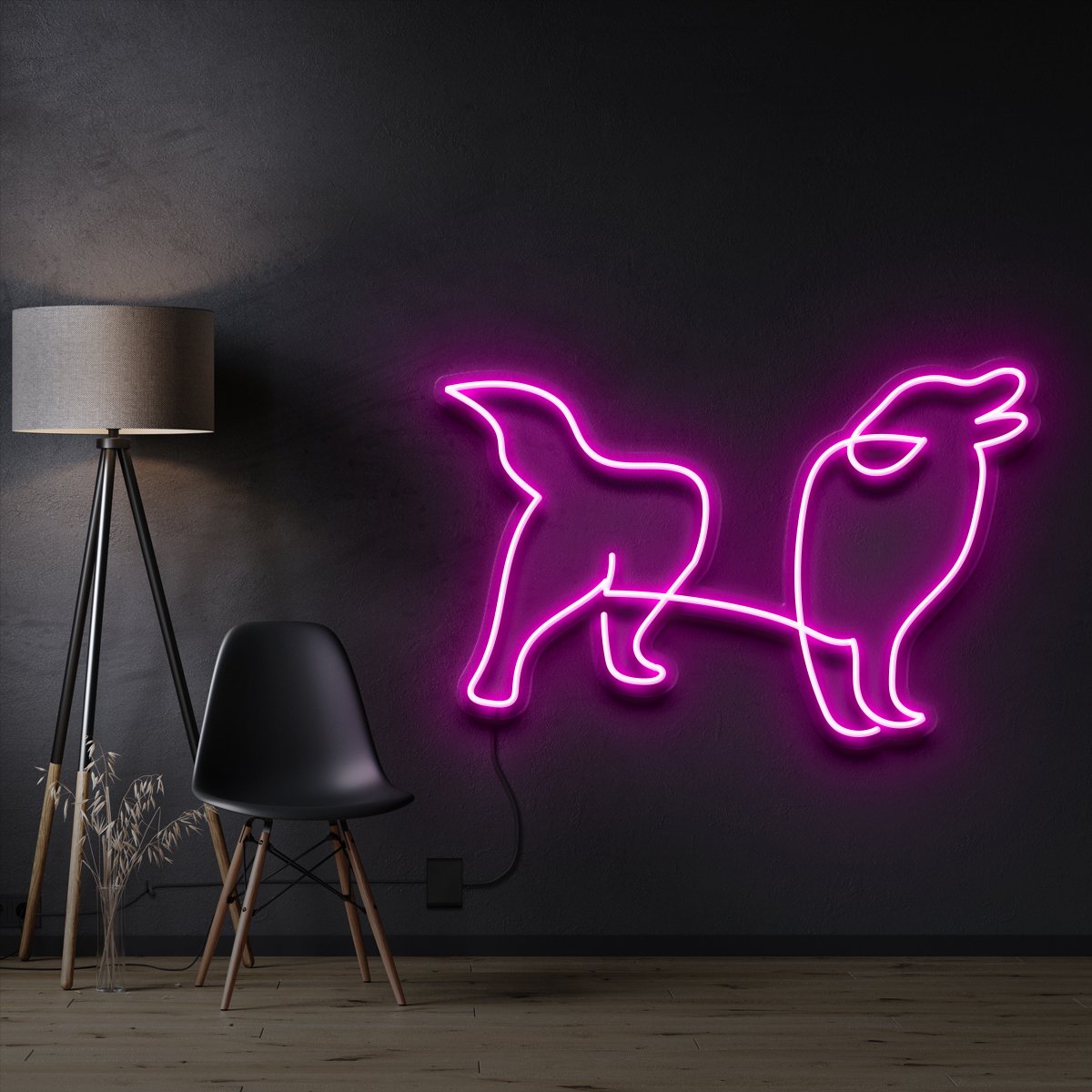 "Border Collie" Pet Neon Sign 60cm / Pink / Cut to Shape by Neon Icons