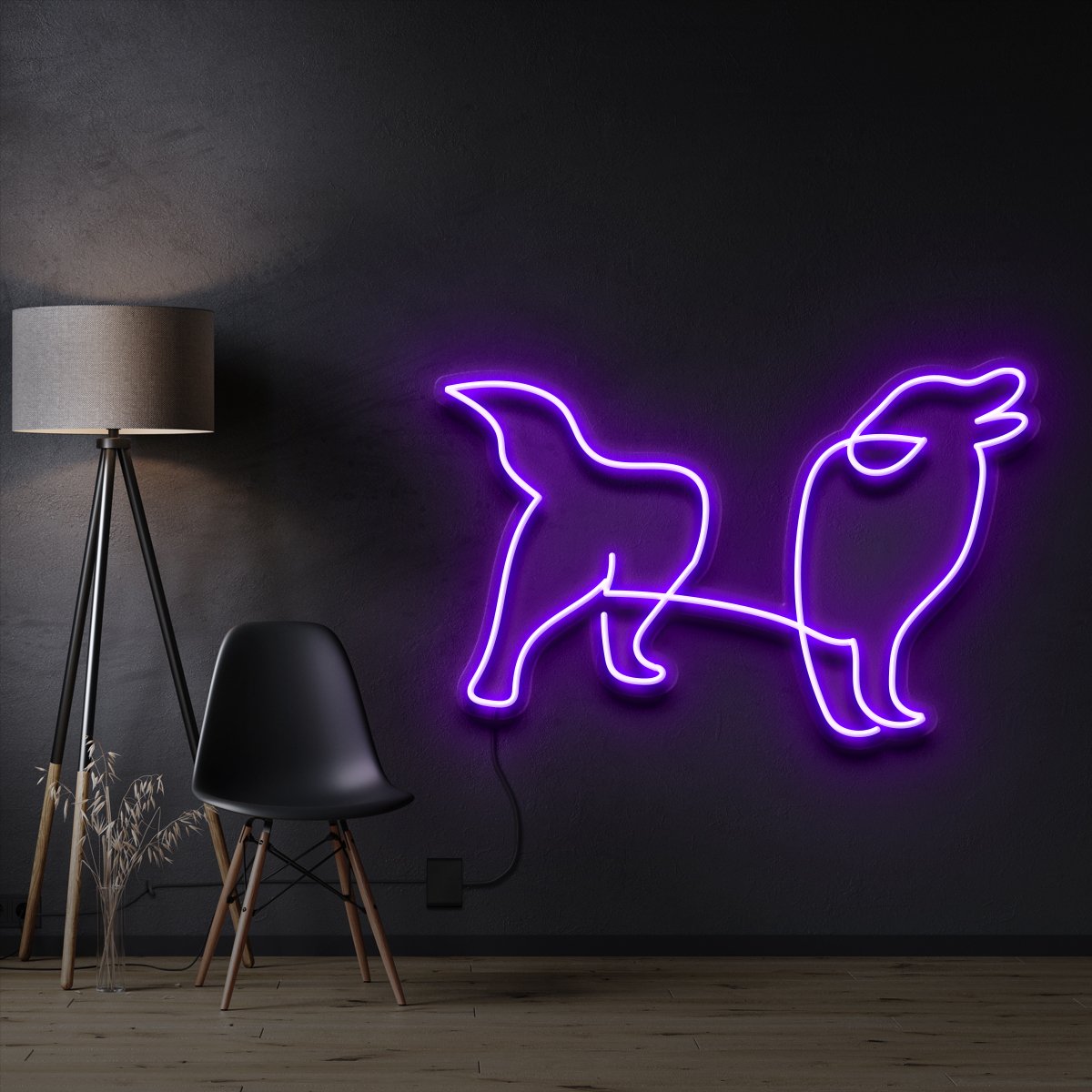 "Border Collie" Pet Neon Sign 60cm / Purple / Cut to Shape by Neon Icons