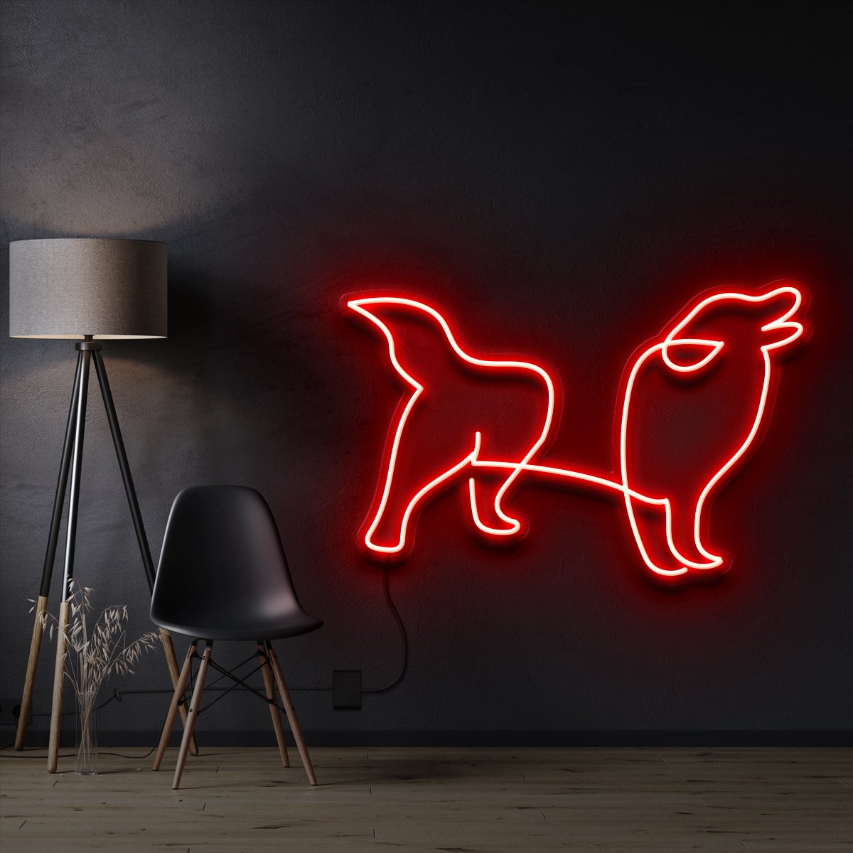 "Border Collie" Pet Neon Sign 60cm / Red / Cut to Shape by Neon Icons