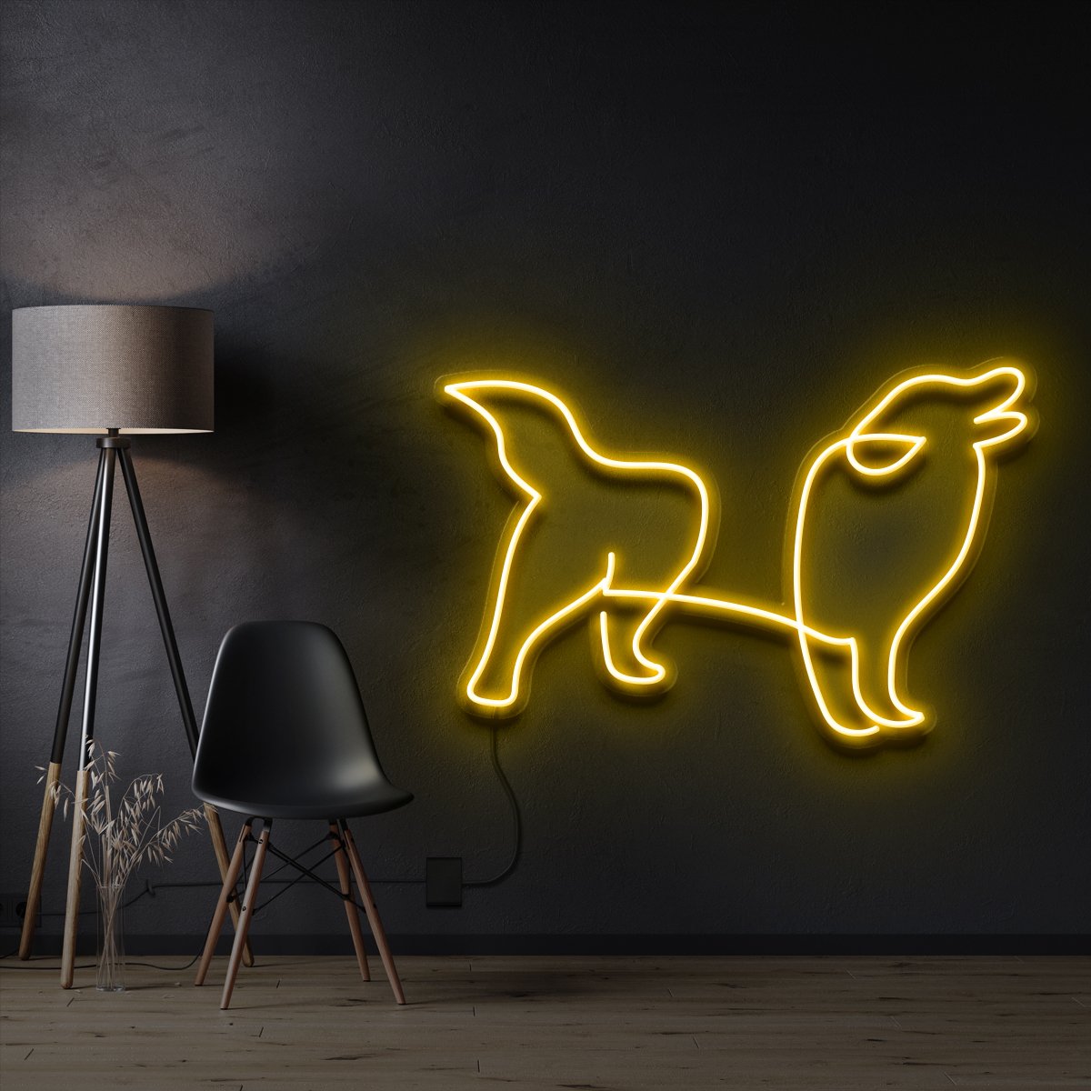 "Border Collie" Pet Neon Sign 60cm / Yellow / Cut to Shape by Neon Icons