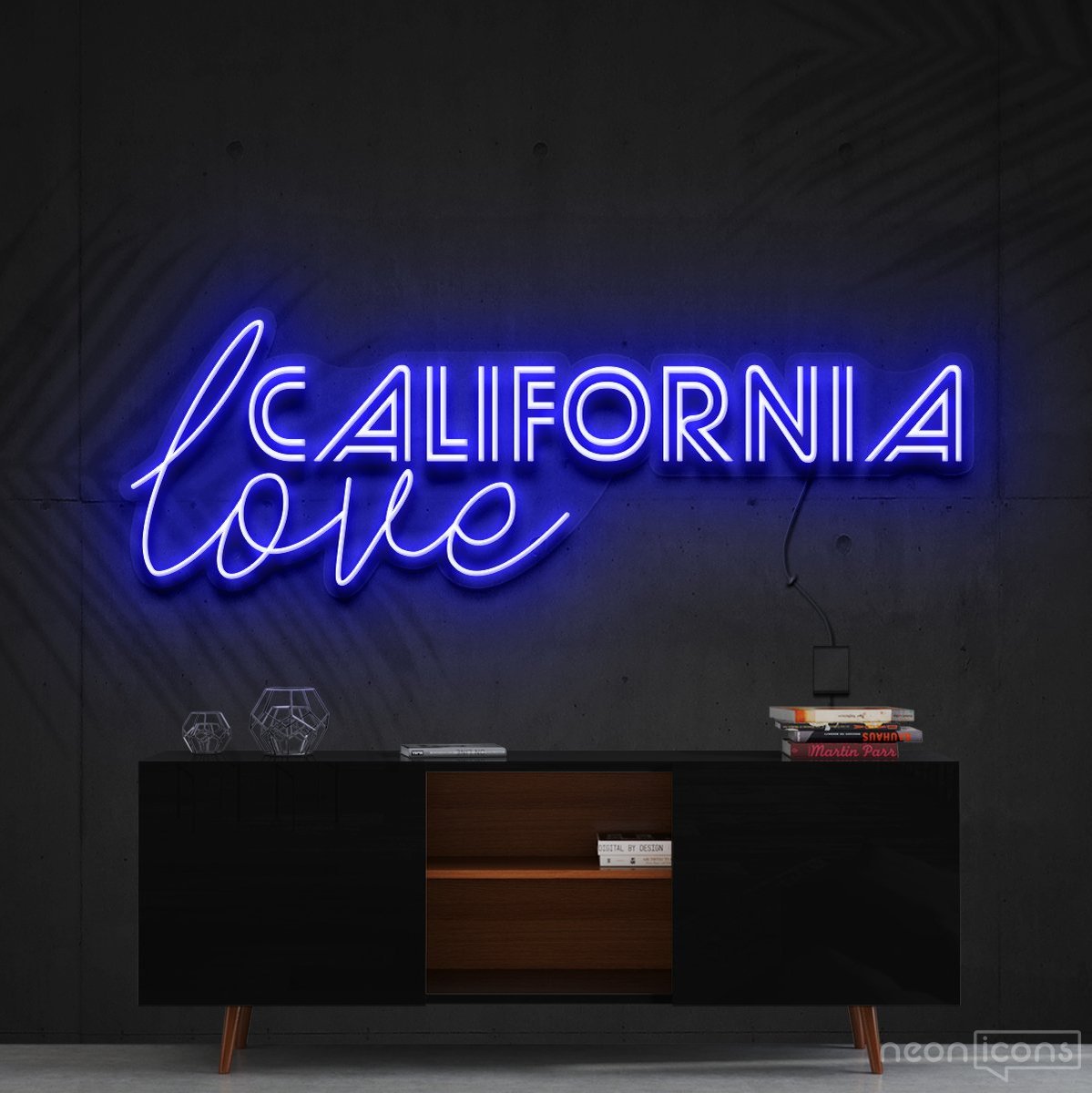 "California Love" Neon Sign 60cm (2ft) / Blue / Cut to Shape by Neon Icons