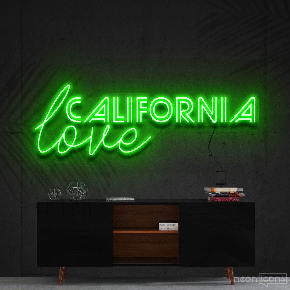 "California Love" Neon Sign 60cm (2ft) / Green / Cut to Shape by Neon Icons