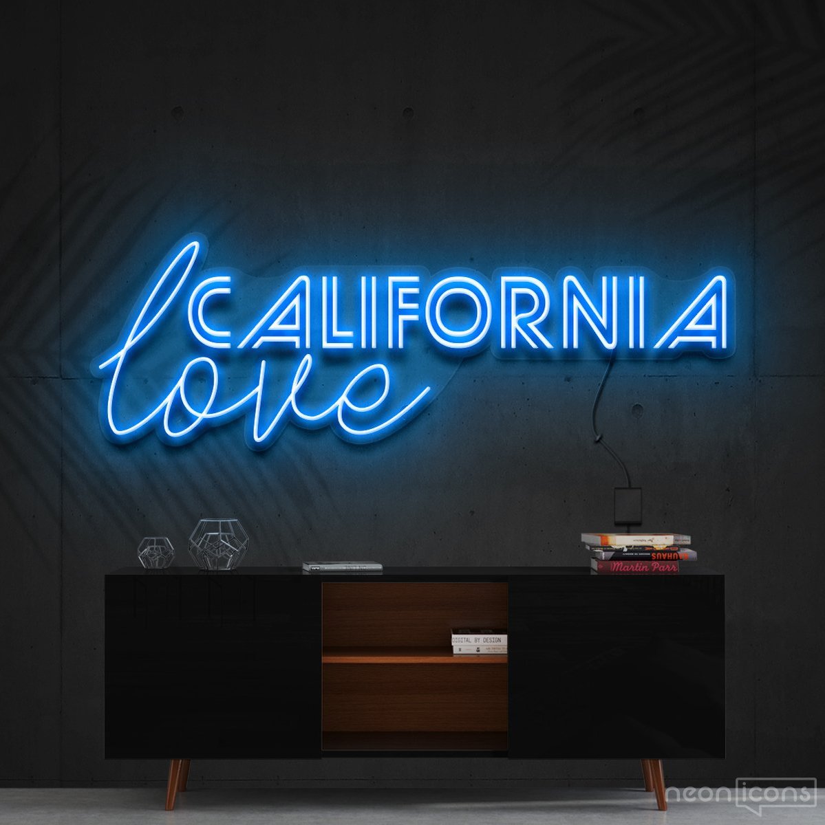 "California Love" Neon Sign 60cm (2ft) / Ice Blue / Cut to Shape by Neon Icons