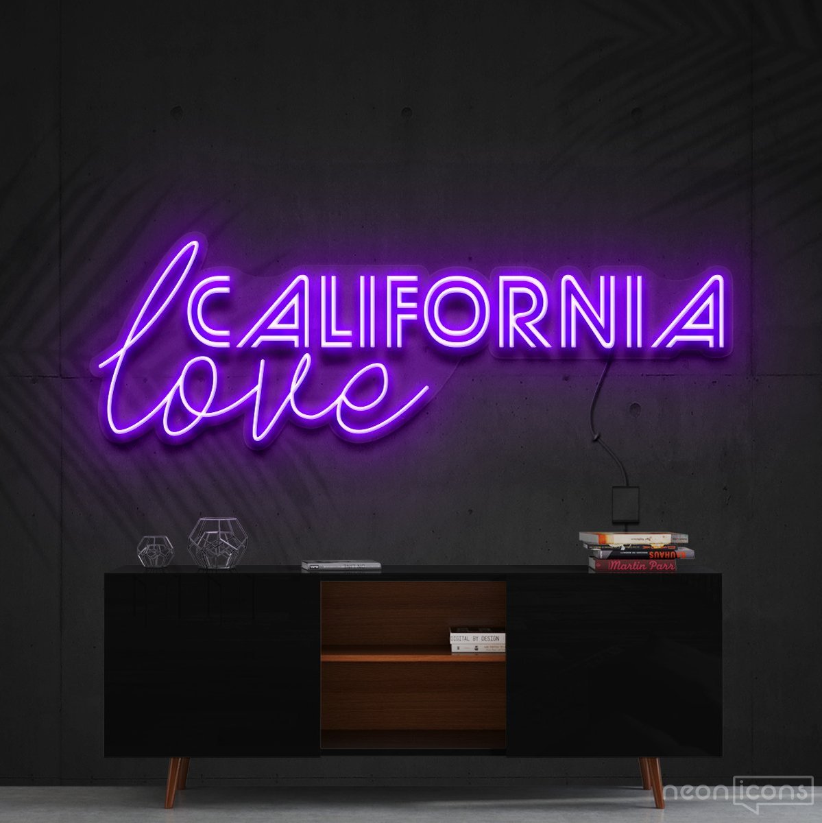 "California Love" Neon Sign 60cm (2ft) / Purple / Cut to Shape by Neon Icons