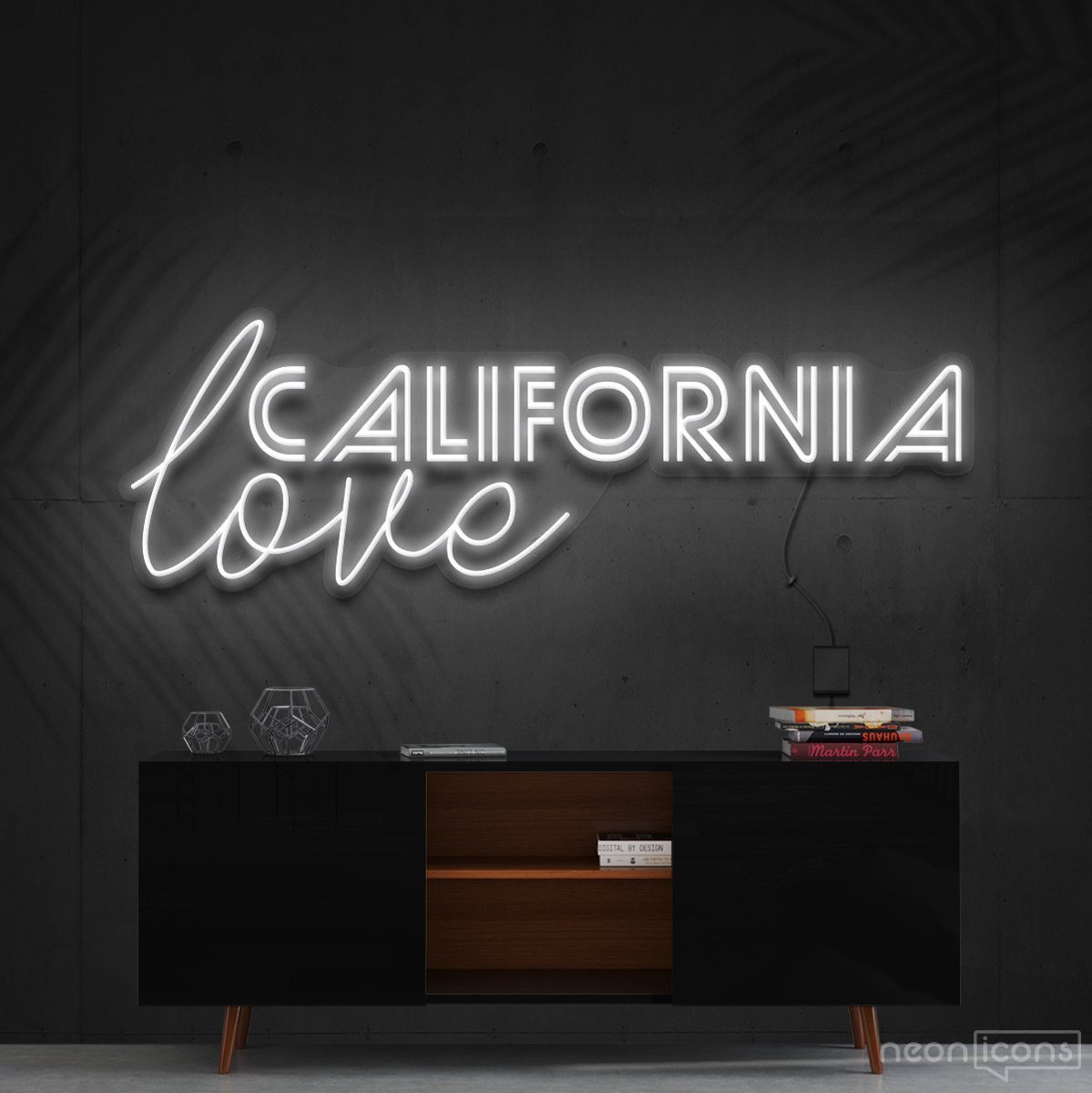 "California Love" Neon Sign 60cm (2ft) / White / Cut to Shape by Neon Icons