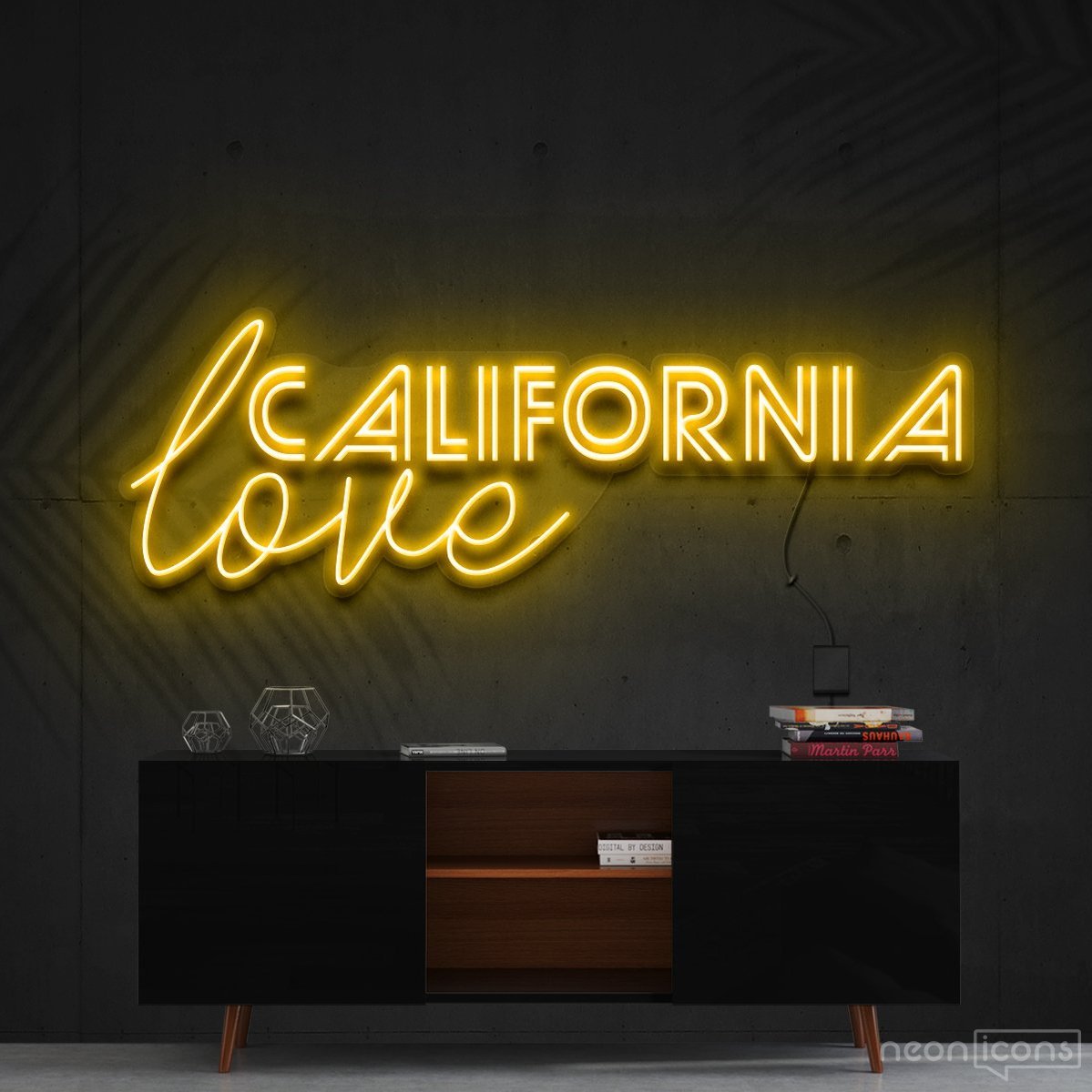 "California Love" Neon Sign 60cm (2ft) / Yellow / Cut to Shape by Neon Icons