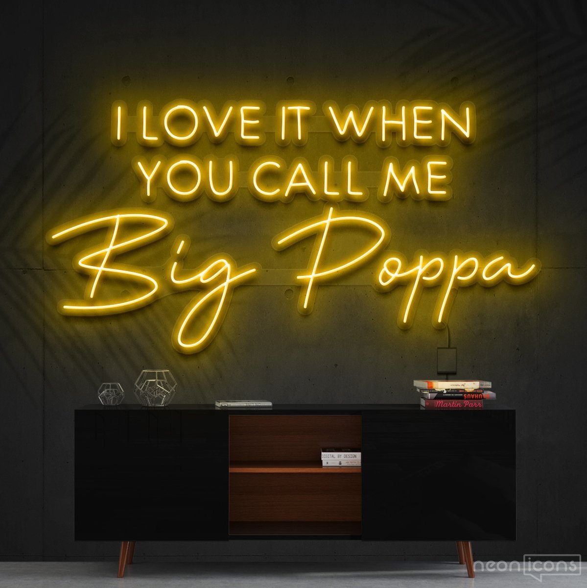 "Call Me Big Poppa" Neon Sign 90cm (3ft) / Yellow / Cut to Shape by Neon Icons