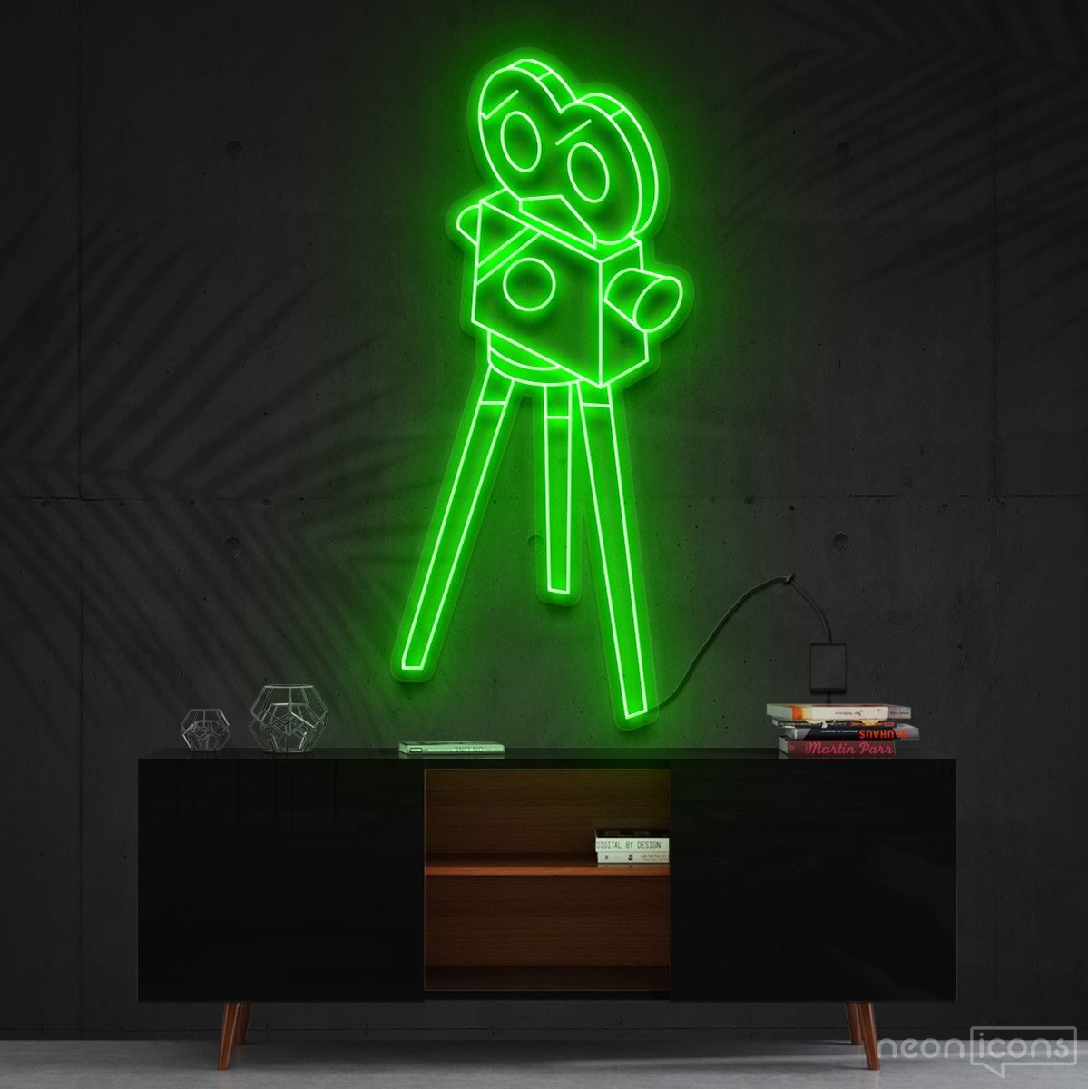 "Camera Roll" Neon Sign 60cm (2ft) / Green / Cut to Shape by Neon Icons
