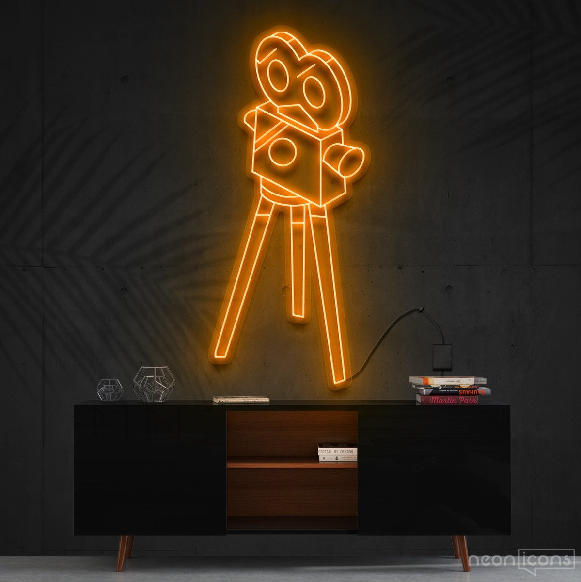 "Camera Roll" Neon Sign 60cm (2ft) / Orange / Cut to Shape by Neon Icons