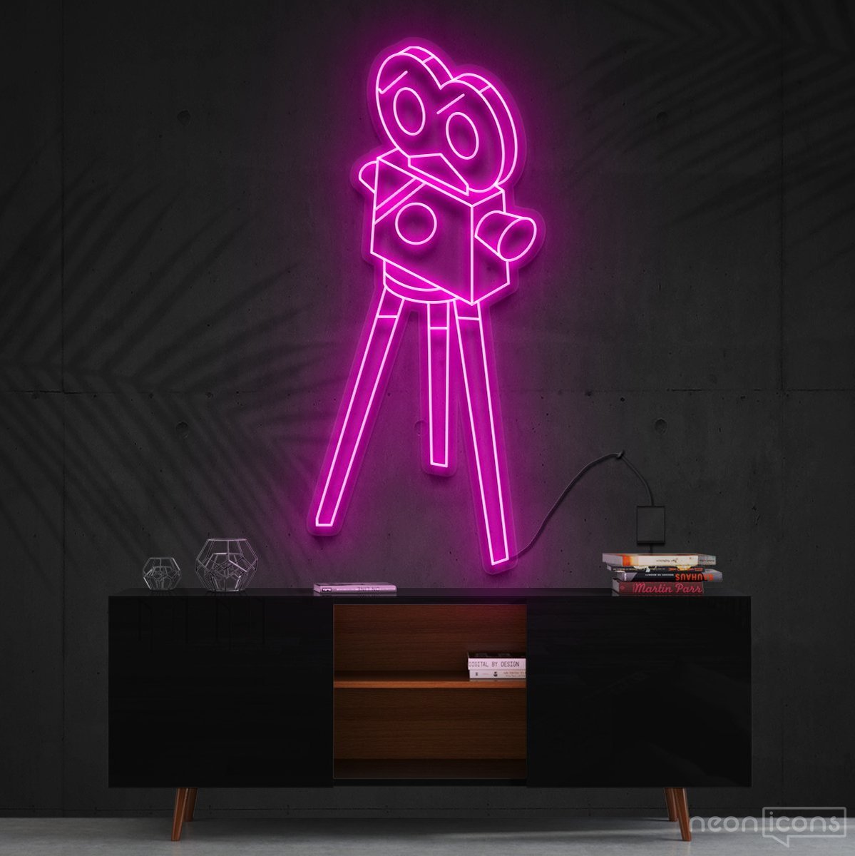 "Camera Roll" Neon Sign 60cm (2ft) / Pink / Cut to Shape by Neon Icons