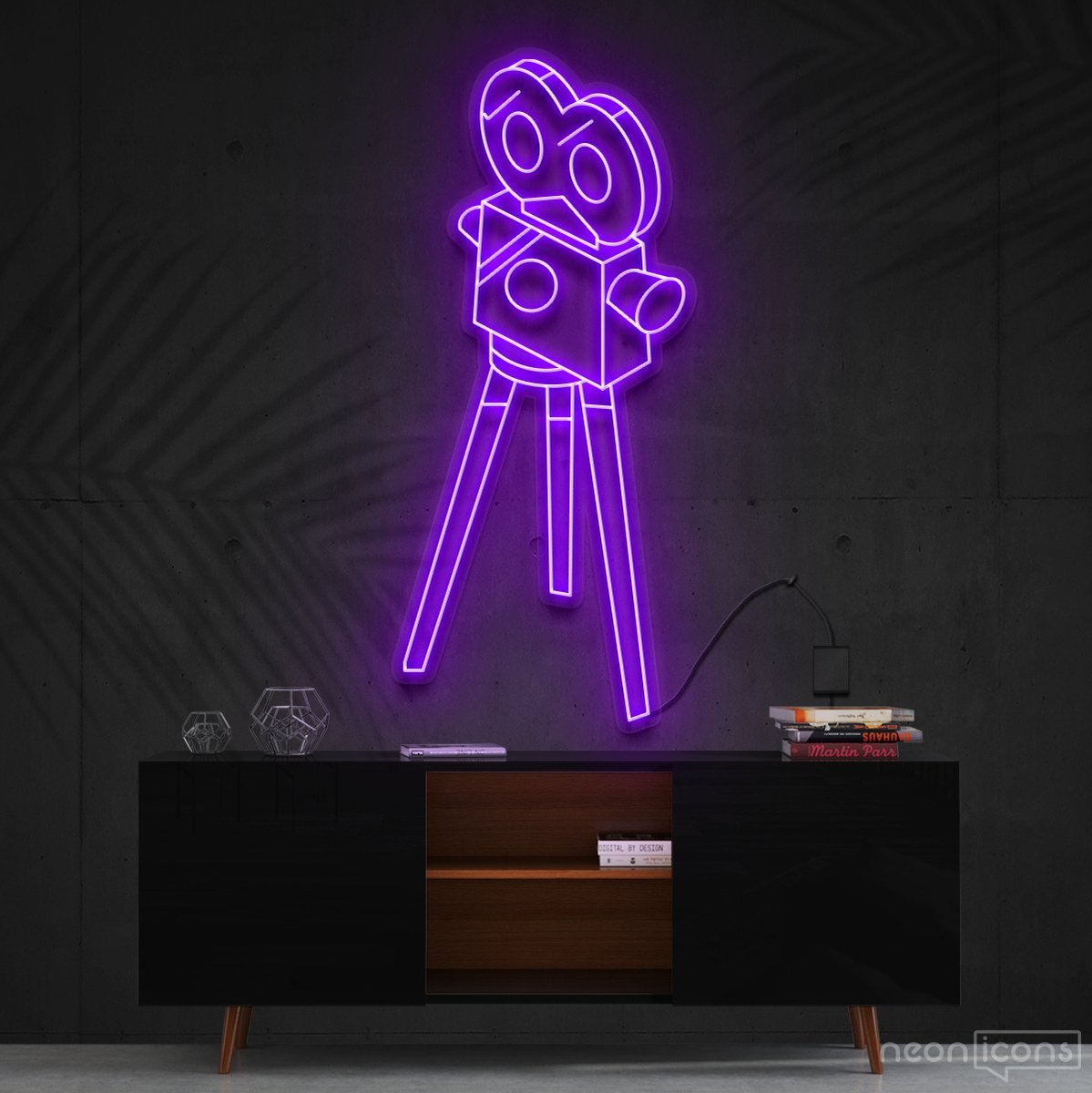 "Camera Roll" Neon Sign 60cm (2ft) / Purple / Cut to Shape by Neon Icons