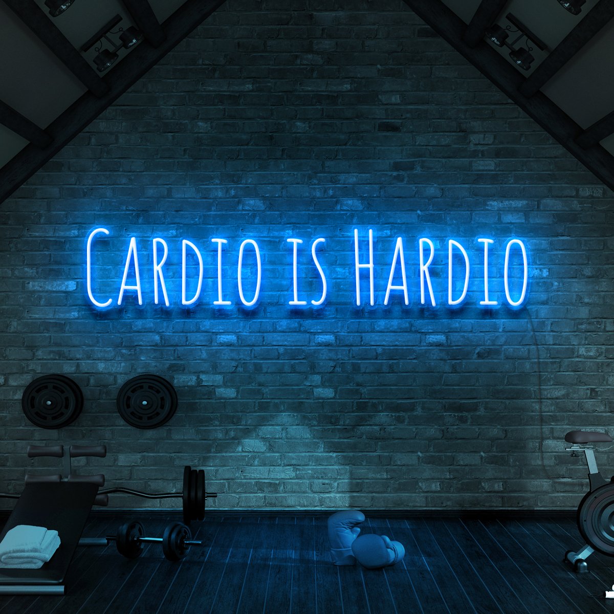 "Cardio is Hardio" Neon Sign for Gyms & Fitness Studios 90cm (3ft) / Ice Blue / LED Neon by Neon Icons